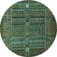 thumbnail image 1 of Ahgly Company Indoor Round Abstract Turquoise Blue Modern Area Rugs, 4' Round, 1 of 4