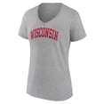 thumbnail image 2 of Women's Fanatics Branded Heather Gray Wisconsin Badgers Basic Arch V-Neck T-Shirt, 2 of 3
