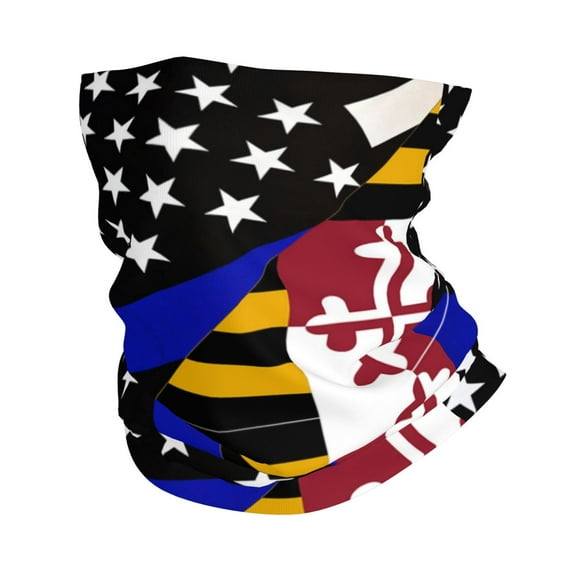 Thin Blue Line Maryland Flag Face Mask Bandanas Neck Gaiter Headwear Magic Scarf Headband For Dust Sun Wind