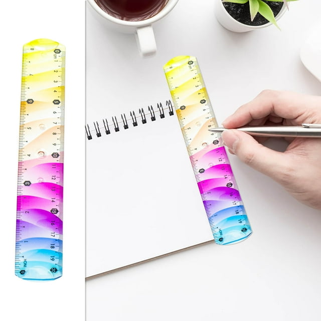 Aodebiao Flexible Bendable Ruler for School Supplies, Plastic Drawing Tool with Inch Metric Measurements, Safe Soft Geometry Learning, Classroom Art Projects, Homework Stationery