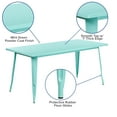thumbnail image 4 of Emma + Oliver Commercial Grade 31.5" x 63" Rectangular Mint Green Metal Indoor-Outdoor Table, 4 of 8
