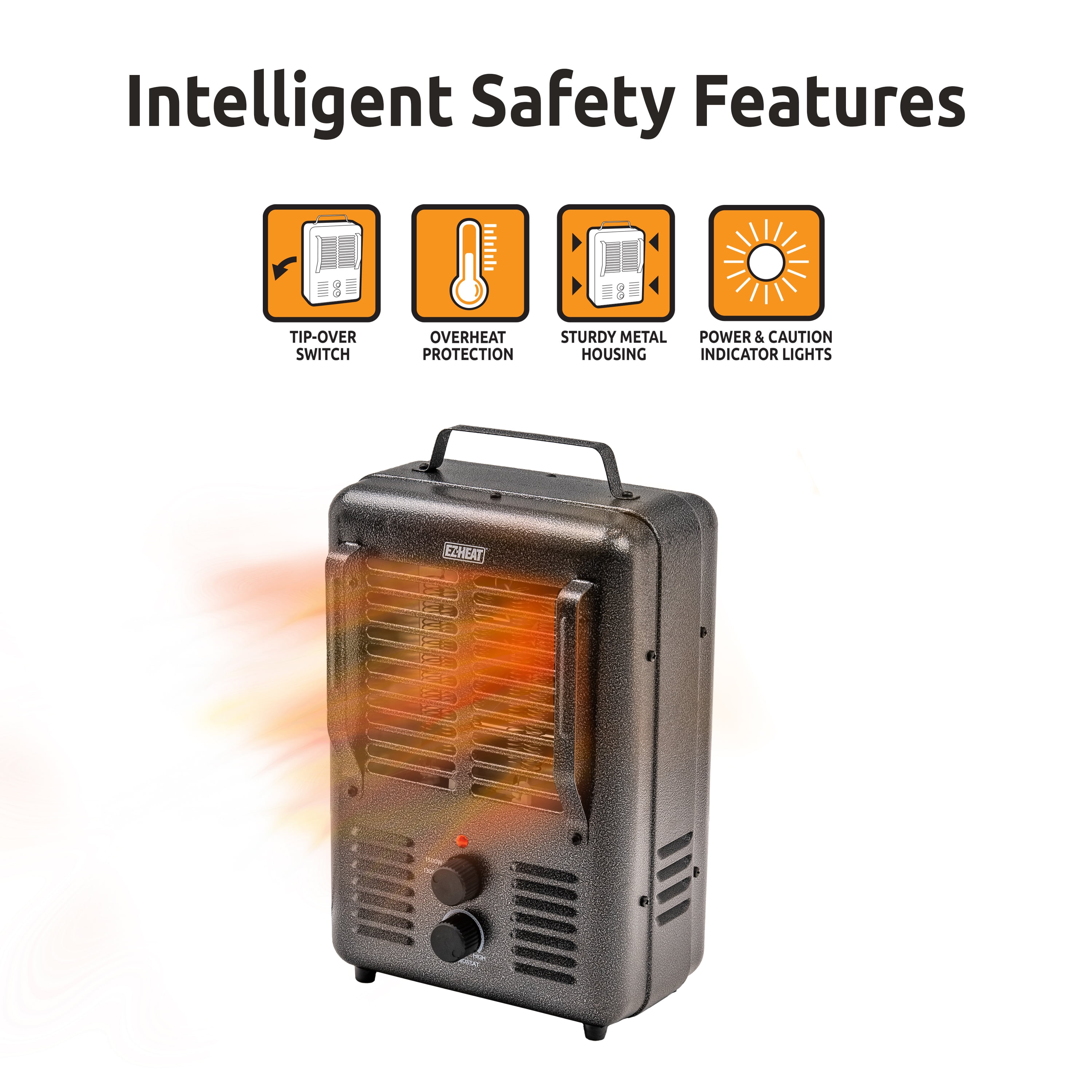 EZ-Heat Milkhouse Style Utility Space Heater with Adjustable Thermostat, Grey