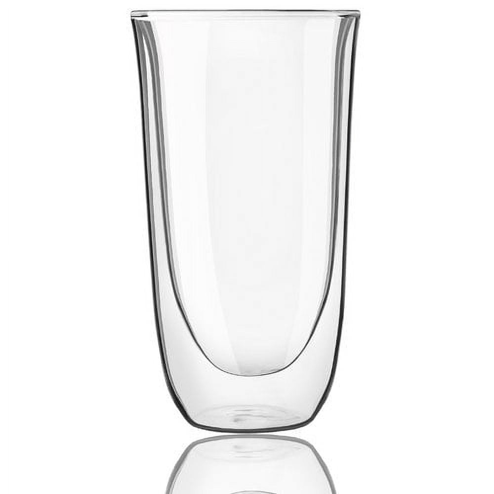 JoyJolt Spike Double Wall Glasses, 13.5 Ounce Cocktail Drinkware Glass Set of 2, Clear