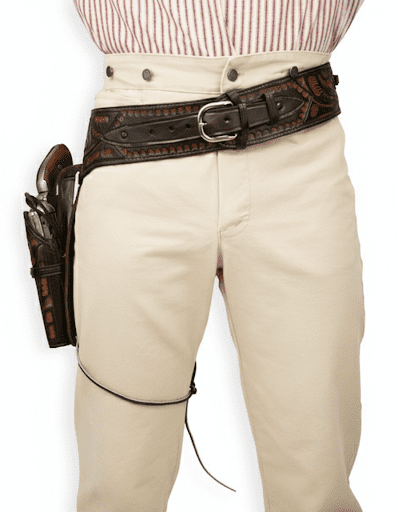 TJAYZ Western Drop Loop Leather Gun Belt and Holster, Right Hand, 44/45 Caliber, BROWN 48"