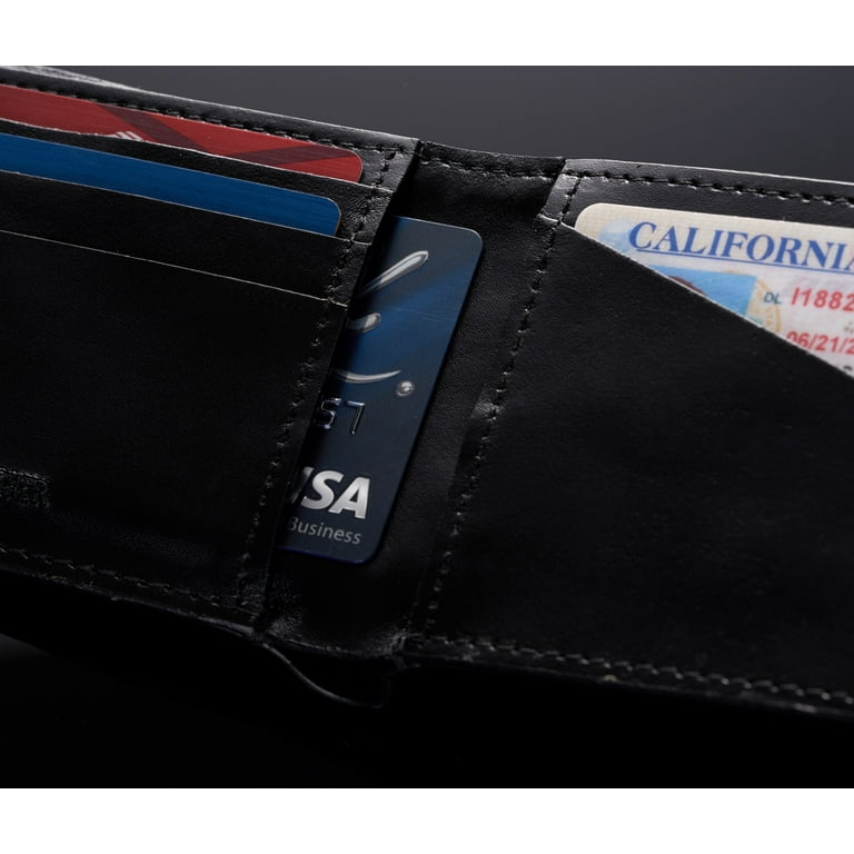 Alpine Swiss Mens Leather RFID Bifold Wallet 2 ID Windows Divided Bill  Section 