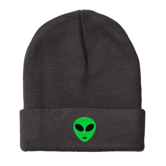 BNE Embroidered Green Alien Warm Winter Beanie Green Alien-EM-0028-Black