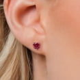 thumbnail image 3 of Gem Stone King 14K White Gold Red Zirconia Stud Earrings for Women Men | 1.48 Cttw | Gemstone Birthstone | Heart Shape 6MM, 3 of 6