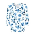 thumbnail image 4 of Ounisa T-Shirts à Manches 3/4 pour Femmes Col en V Manches Raglan Chandail Imprimé Décontracté Tendance Printemps Été Mode Hauts P-2TG, 4 of 6