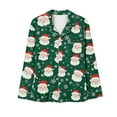 thumbnail image 4 of Women Christmas Pajama Set Long Sleeve Fleece Sleepwear Two Piece Pjs Winter Loungewear Snowman Print Nightwear, 4 of 7