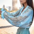 thumbnail image 2 of HNMKIU Wraps Women Elegant Sun Sleeve Arm Thin Long Ice Silk Chiffon Cardigan Wraps Blue,One Size, 2 of 8