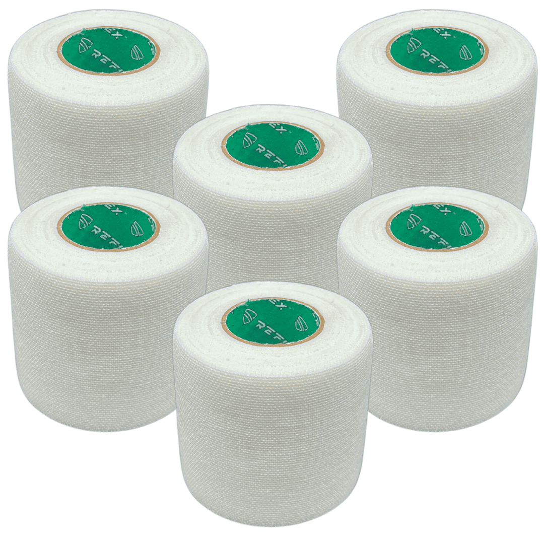 Shield Reflex | Stretch Athletic Tape, Tear by Hand, Made in USA, Thin, Flexible, Elastic Sports Tape, Spatting Football Tape 6 Pack (Arctic White, 2 Inch)
