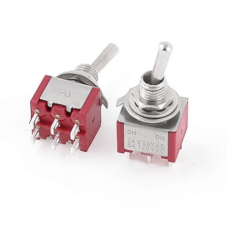 Toggle Switch Dpdt 6 Terminal - 2 Pcs 250V 2A 120V 5A ON/ON 2 Position DPDT 6 Terminals Toggle Switch