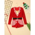thumbnail image 5 of Ocealan Kids Girls Sequins Candy Cane Stripes Christmas Outfits Long Sleeve One Piece Bodysuit Red 6, 5 of 7