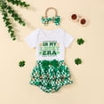thumbnail image 2 of Youmylove Toddler Baby Girl Clothes Infant Girls St.Patrick's Day Outfit Summer Short Sleeve Romper Bodysuits Ruffles Shorts Outfits 0-3 Months, 2 of 8
