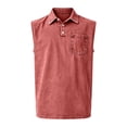 thumbnail image 5 of Inglocry Big and Tank Tops for Men Vintage Denim Henley Shirts Casual Button Up Acid Wash T-shirt Sleeveless Boxy Tee Shirts Light pink XL, 5 of 5
