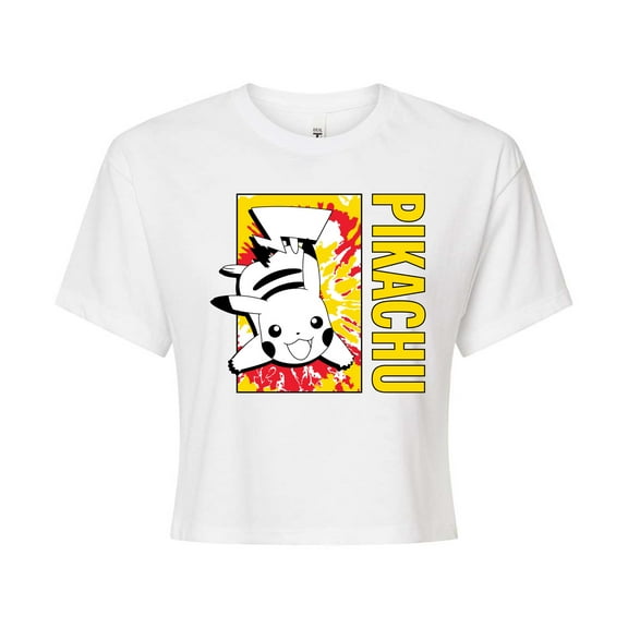 Pokémon - Tie Dye Pikachu - Juniors Cropped Cotton Blend T-Shirt