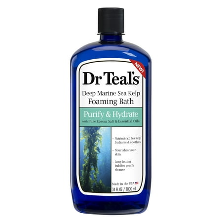Dr Teal's Deep Marine Sea Kelp Foaming Bath, Purify & Hydrate with Pure Epsom Salt & Essential Oils, 34