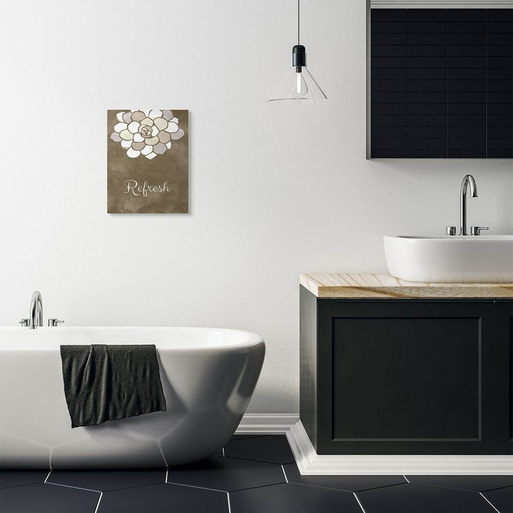 Stupell Industries Refresh Mosaic Flower Brown Bathroom Design Canvas Wall Art by Ziwei Li