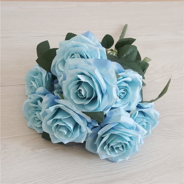 Ramo de rosas de simulación de 10 piezas, flores decorativas para bodas, adornos para el hogar, ramo de rosas de simulación, guía de ruta