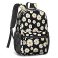 thumbnail image 2 of Daisy Pioneer Flower Black Pattern 17" School Backpacks for Teens,Waterproof Oxford Fabric,S-Shape Padded Straps for School,Travel,Hiking,Camping, 2 of 6