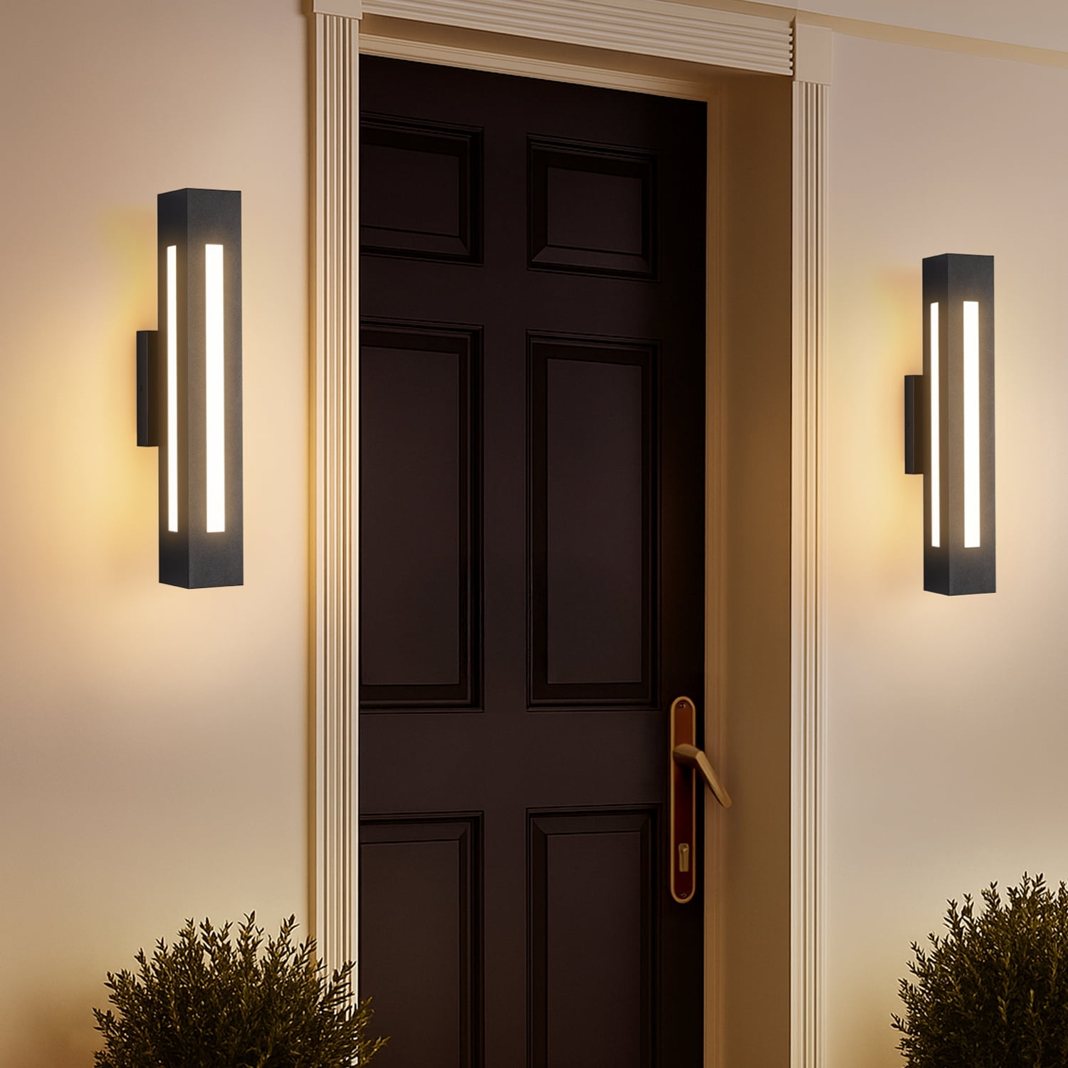 Outdoor Wall Light Dusk to Dawn, 20" Matte Black LED Waterproof, 2100 Lumens 3000K, 30W