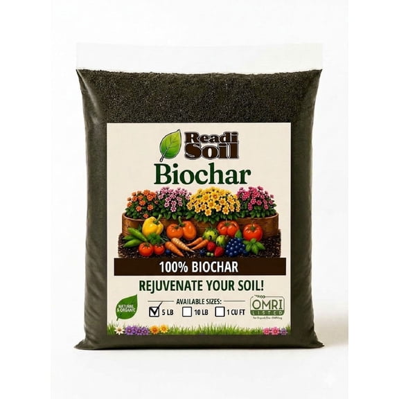 Readi Soil 5 lb. Organic Biochar Soil Amendment – Carbon-Rich Conditioner for Water Retention & Root Growth