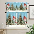 thumbnail image 2 of Sky Blue Snowman Christmas Kitchen Curtains and Valances Set, Xmas Tree Winter Snowflake Rod Pocket Window Valance 18 Inch Window Curtain Panels for Living Room Bedroom Laundry, 27.5x24in, 3 Pieces, 2 of 7