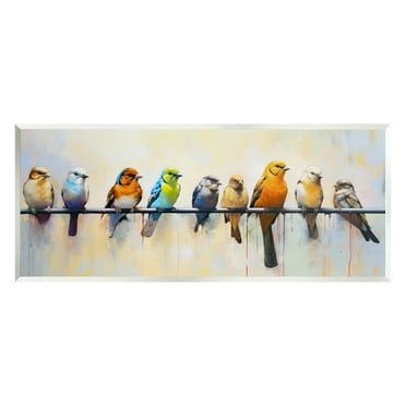 Stupell Industries Modern Birds Perched Animals & Insects Painting Unframed Art Print Wall Art, 17 x 7