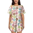 thumbnail image 1 of Fotbe Colorful Donuts Conjunto de Pijama Estampado para Mujer, 2 Piezas, Ropa de Dormir con Camiseta de Manga Corta y Shorts Suaves-Small, 1 of 6