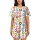 thumbnail image 1 of Fotbe Colorful Donuts Conjunto de Pijama Estampado para Mujer, 2 Piezas, Ropa de Dormir con Camiseta de Manga Corta y Shorts Suaves-Large, 1 of 6