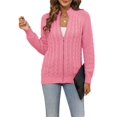 thumbnail image 2 of Langwyqu Autumn Winter Long Sleeve Women Cable Knit Coat Zipper Cardigan Sweater, 2 of 5
