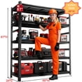 thumbnail image 2 of 48"W Garage Shelving Rack Black, 5 Tier Adjustable Heavy Duty Metal Shelves 3020LBS Capacity with Fenced, 88"H Steel Storage Shelf for Factory Warehouse Basement Outdoor, 2 of 2