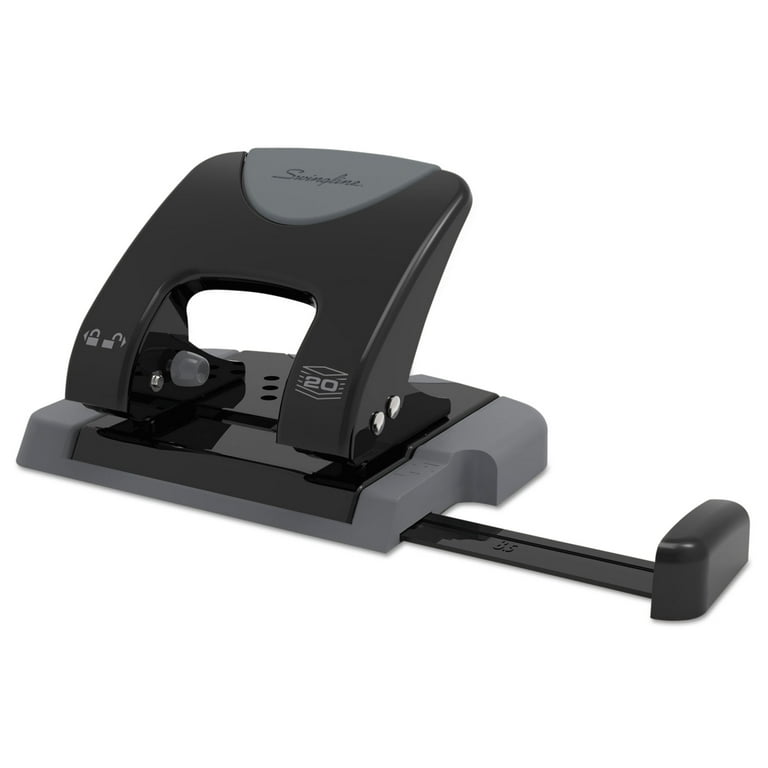 20-Sheet SmartTouch Three-Hole Punch, 9/32 Holes, Black/Gray
