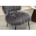 thumbnail image 7 of 25.2'' W Accent Chair With Ottoman, Fur Plush Upholstered Chair with Metal Legs, Comfy Mid Century Modern Chair for Living Room Bedroom, Gray, 7 of 7