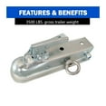 thumbnail image 5 of 2"x 2"Straight Tongue Trailer Coupler For 2in Channel,2in Hitch Ball,3500 Lbs,Electroplated,RV Parts,Camper Caravan Accessories ,Dependable Strength, 5 of 7