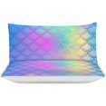 thumbnail image 3 of HAHDAXIA Mermaid Print Bedding Solid Comforter Set for All Seasons,3 Pieces(1 Comforter+2 Pillowcases),Soft Microfiber Bedding Set Twin(86"x70"), 3 of 7