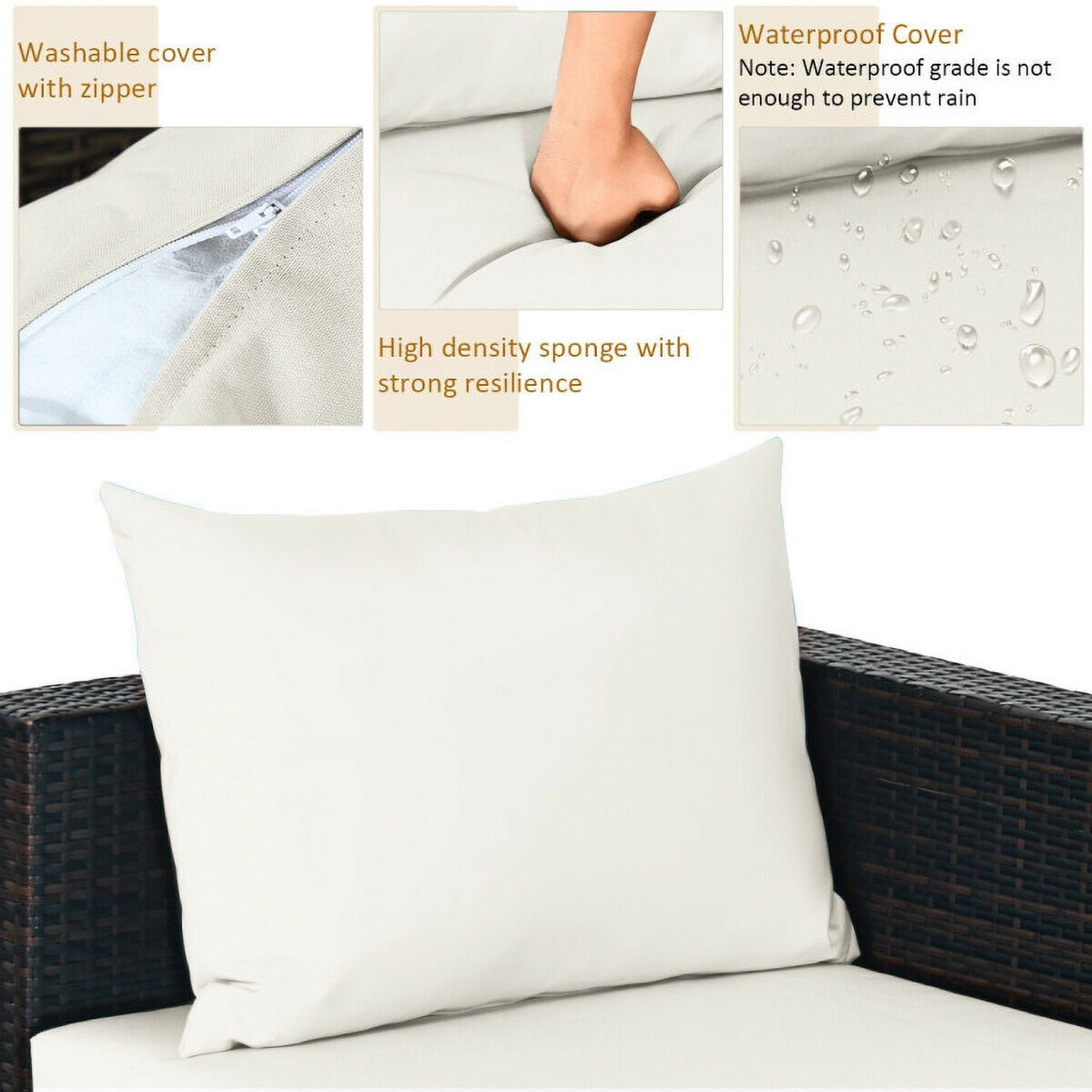 Aimee Lii 5 Pieces Patio Rattan Sectional Furniture Set with Cushions and Coffee Table, Outdoor Deck Furniture, Off White Aimee Lii 5 Pieces Patio Rattan Sectional Furniture Set with Cushions and Coffee Table, Outdoor Deck Furniture, Off White