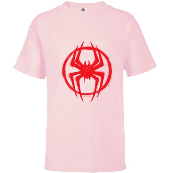 Marvel Spider-Man: Across the Spider-Verse Miles Symbol - Short Sleeve T-Shirt for Kids - Customized-Soft Pink
