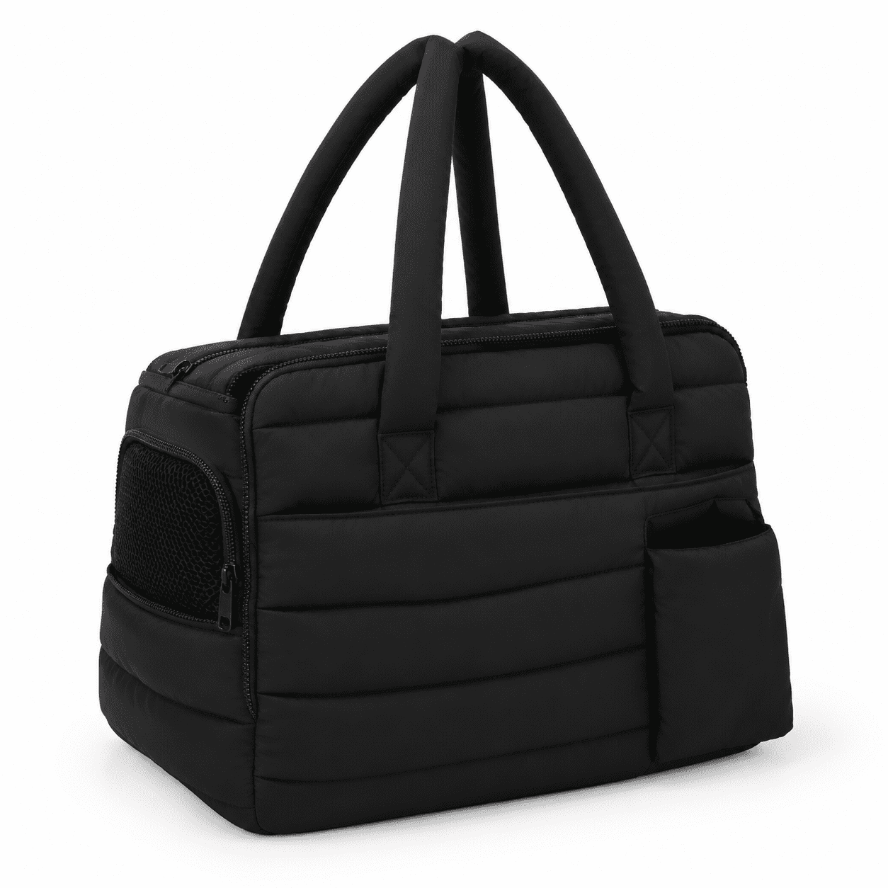 Black Lightweight Puffy Pet Carrier for Small Dogs and Cats Up to 13lbs