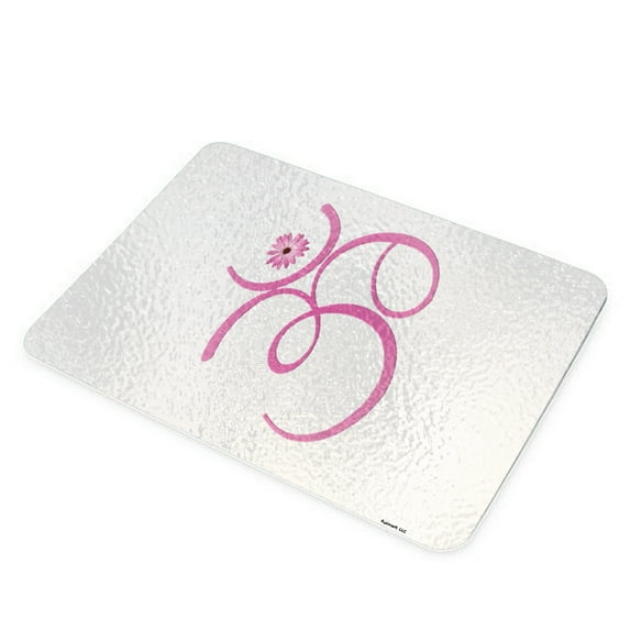 KuzmarK Glass Cheese Cutting Board 11"x7.75" - Om Pink Flower