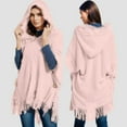 thumbnail image 2 of MIASHUI Plus Size Knit Sweater Button Hood Cape Shawl, Scarf for Women, Fashion Scarf for Casual Wear, Warm Scarf Pink, 2 of 6