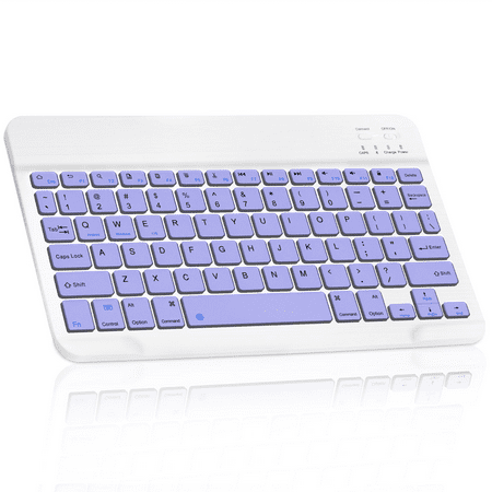 Ultra-Slim Bluetooth rechargeable Keyboard for TCL Tab 10s 5G and all Bluetooth Enabled iPads, iPhones, Android Tablets, Smartphones, Windows pc - Violet Purple