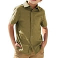 thumbnail image 2 of Short Sleeve Solid Color Boys Casual Button Blouse Kids Children Lapel Cotton Tops with Pocket for 5-14 Years, 2 of 7