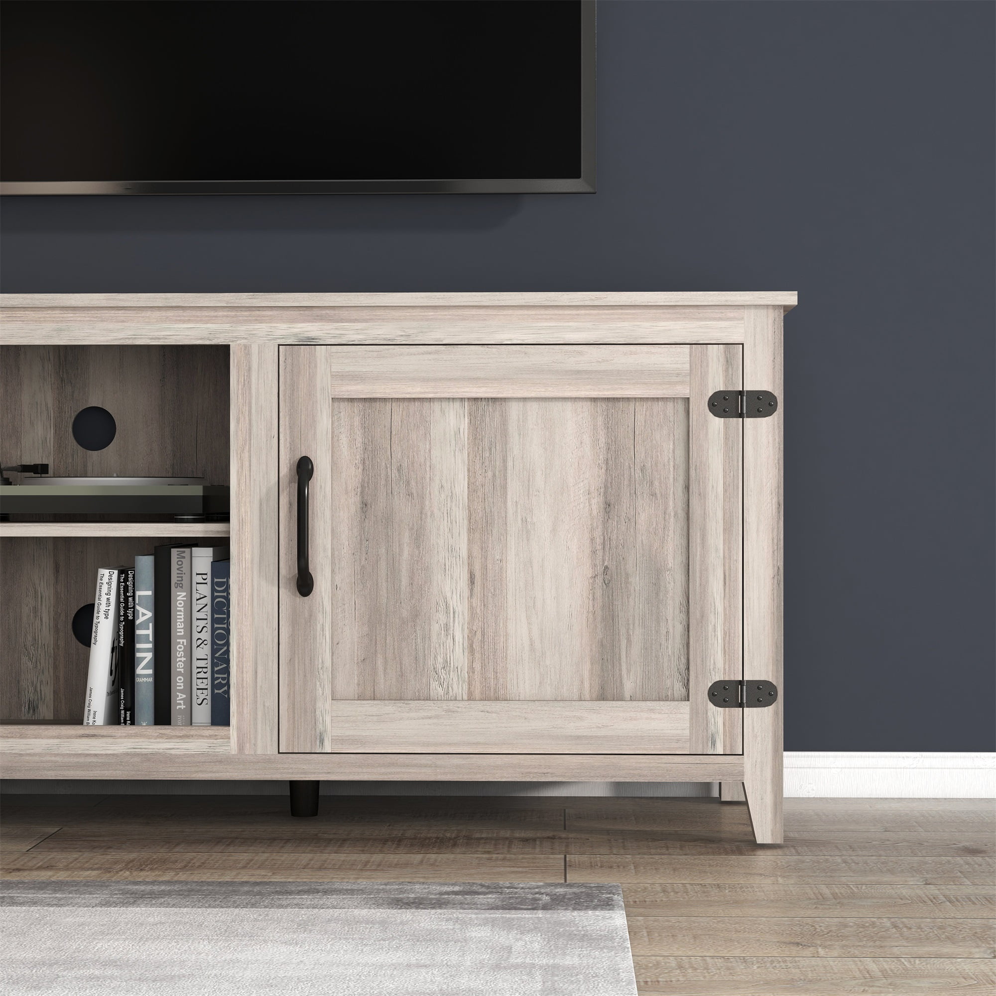Kadyn TV Stand, Storage Media Console Entertainment Center with Doors, TV Cabinet for TVs up to 80", Grey