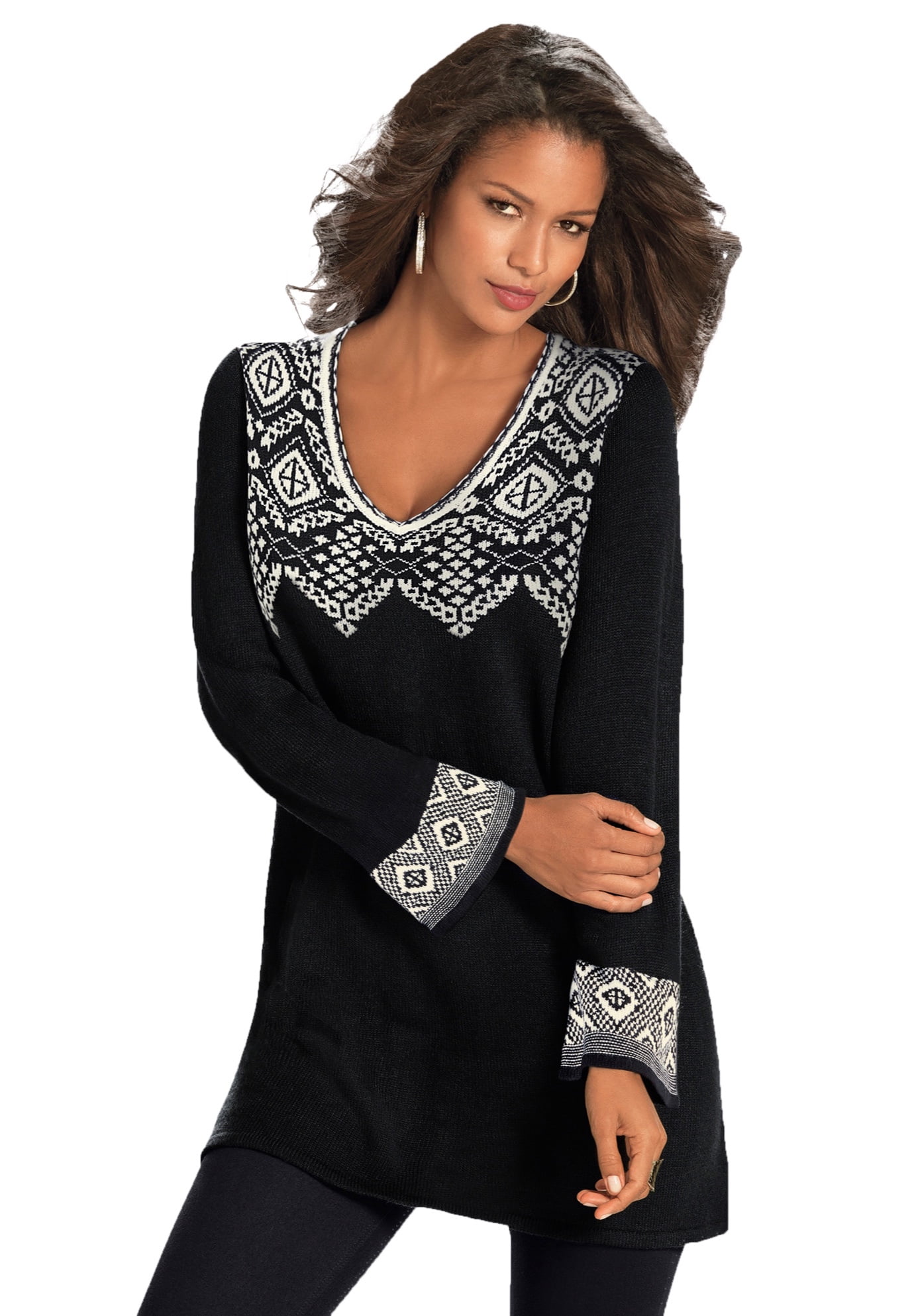 plus size black tunic sweater