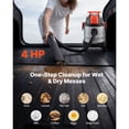thumbnail image 2 of Shop Vac, 5.8 Gallon Wet Dry Shop Vacuum, 4 Peak HP with One-Button Self-Cleaning, Dual-Filter, 900W Input Power, 1.25in x 7ft Hose, 9.8ft Cord, Metal Tank for Jobsite, Workshop, Garage, Home, 2 of 12