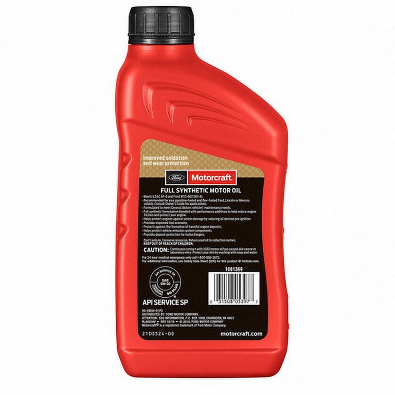Motorcraft, Motor Oil, 5W-30 Full Synthetic, 1 Quart - Walmart.com