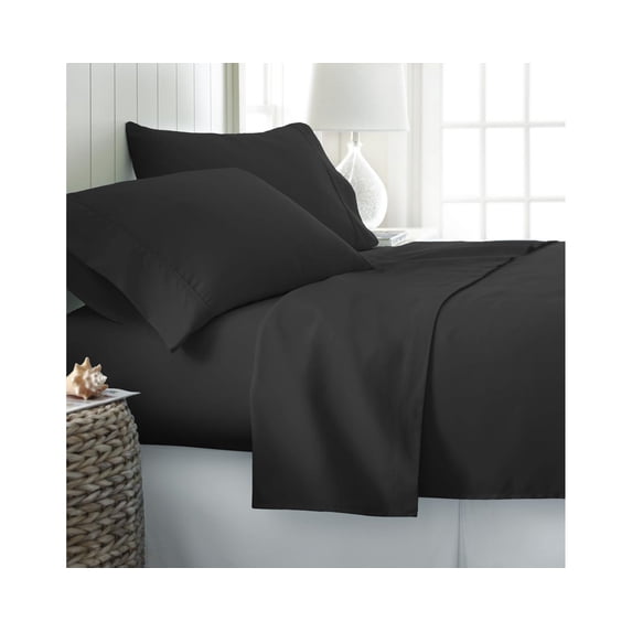 Becky Cameron Solid Microfiber Sheet Sets, Queen, Black, 6-Pieces