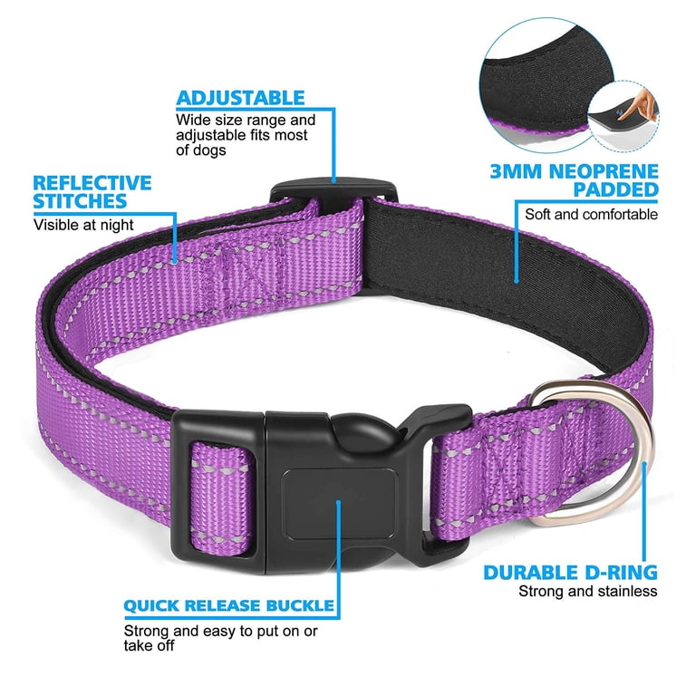 PERCEN Reflective Neoprene Padded Dog Collar, Adjustable photo 6