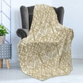 thumbnail image 4 of Geometric Soft Flannel Fleece Throw Blanket, 1920s Style Futuristic Retro Mix Vertically Symmetrical Design, Cozy Plush for Indoor and Outdoor Use, 50" x 70", Pale Brown and Off White, by Ambesonne, 4 of 5